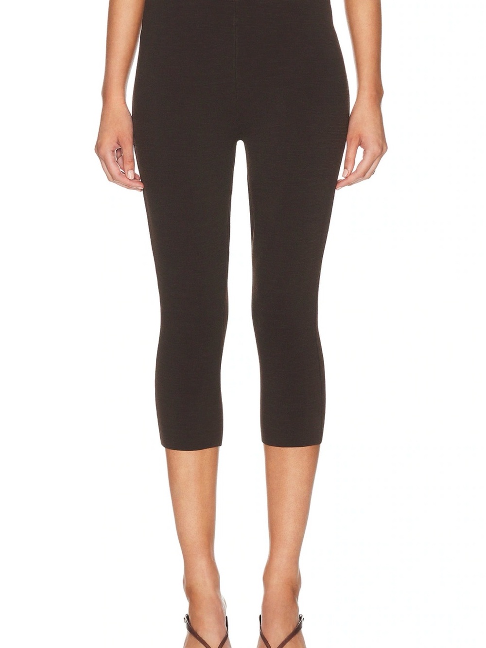 High-Rise SEROYA Brown Cropped Capri Pants
